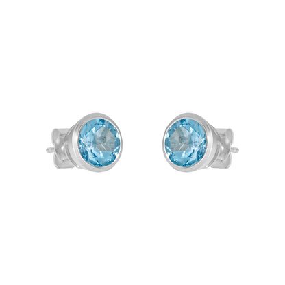 Sterling Silver Earrings Blue Topaz  IGE-1243