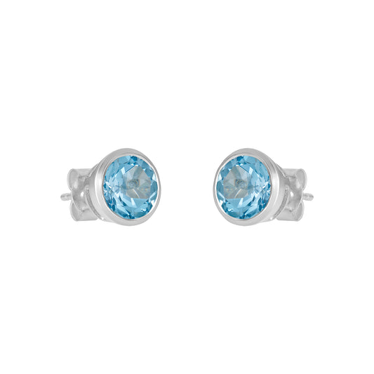 Sterling Silver Earrings Blue Topaz  IGE-1243