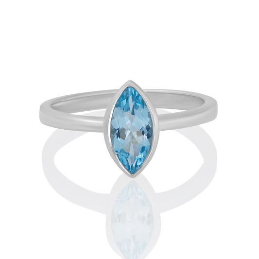 Sterling Silver Ring Blue Topaz  IGR-252 Size 7