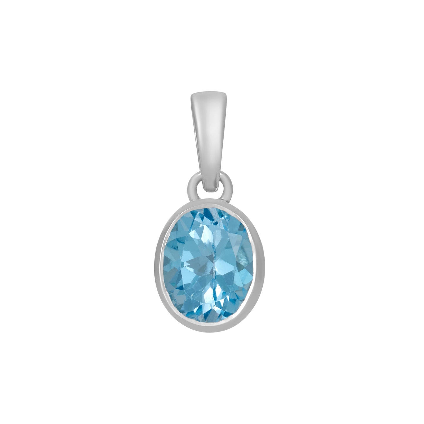 Sterling Silver Pendant Blue Topaz  IGP-734