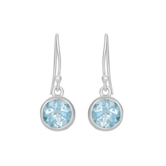 Sterling Silver Earrings Blue Topaz  IGE-1314