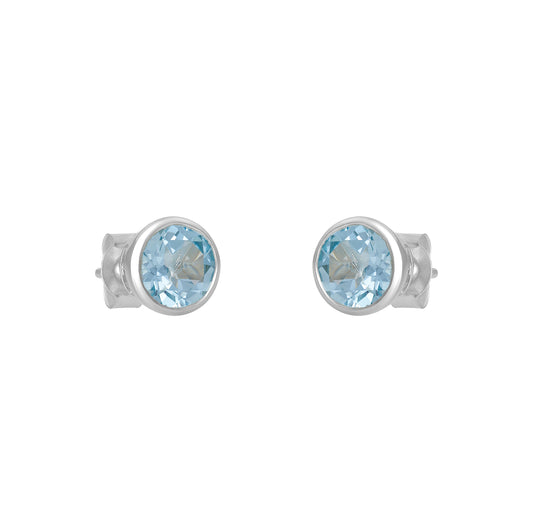 Sterling Silver Earrings Blue Topaz  IGE-1244