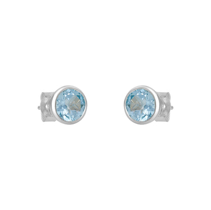 Sterling Silver Earrings Blue Topaz  IGE-1244