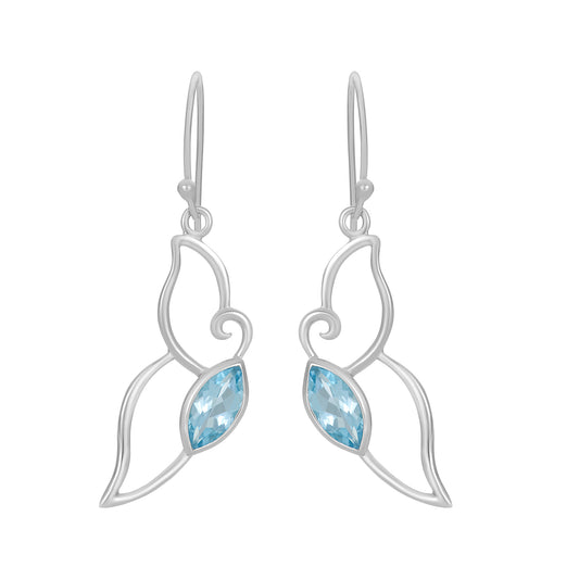 Sterling Silver Earrings Blue Topaz  IGE-50C