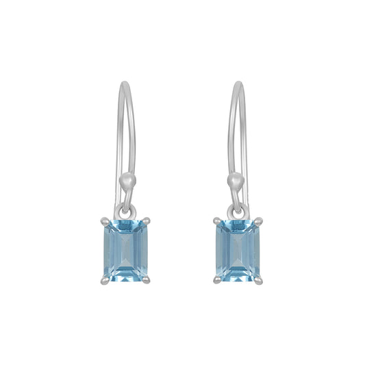 Sterling Silver Earrings Blue Topaz  IGE-675