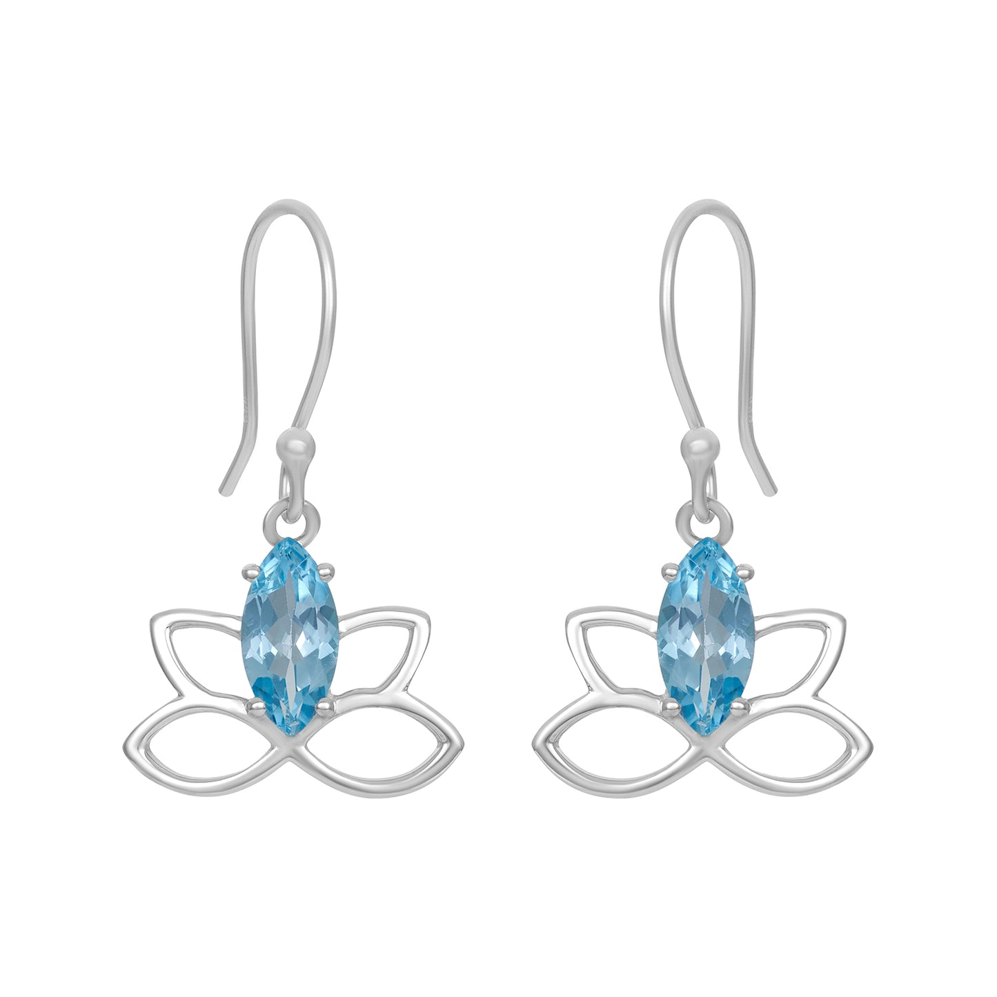 Sterling Silver Earrings Blue Topaz  IGE-888