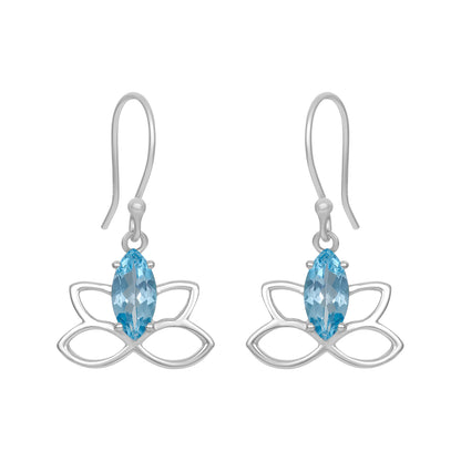 Sterling Silver Earrings Blue Topaz  IGE-888