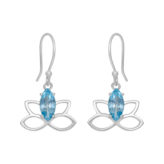 Sterling Silver Earrings Blue Topaz  IGE-888