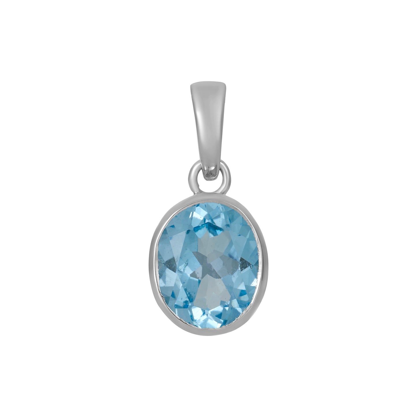 Sterling Silver Pendant Blue Topaz  IGP-486