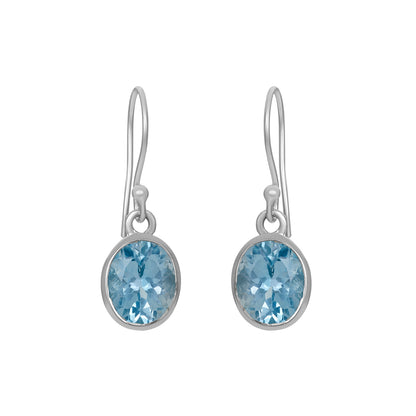 Sterling Silver Earrings Blue Topaz  IGE-713