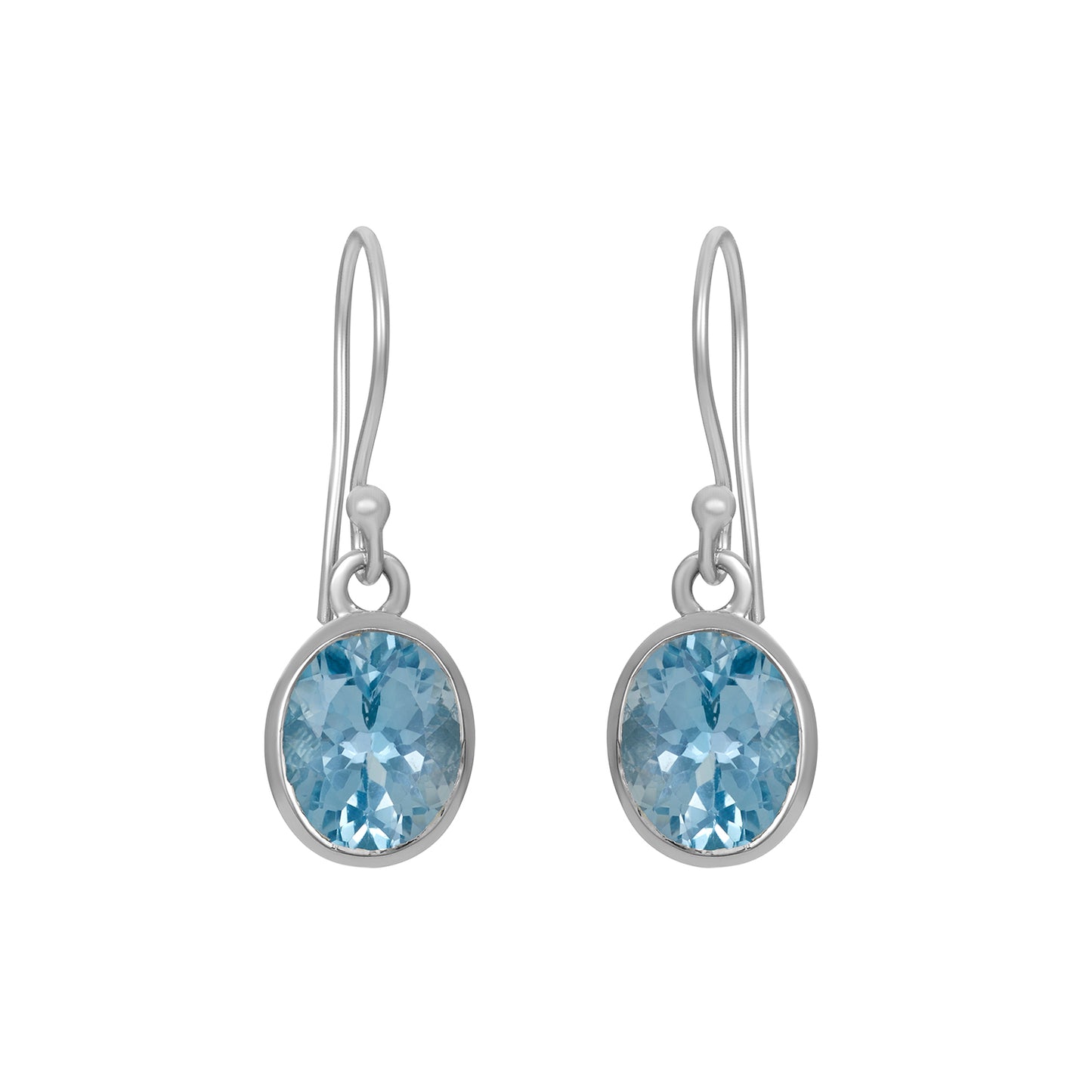 Sterling Silver Earrings Blue Topaz  IGE-713