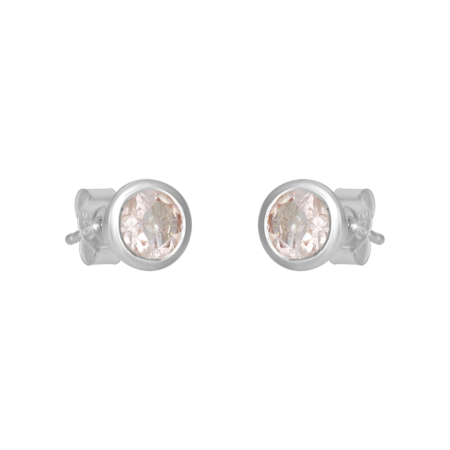 Sterling Silver Earrings Morganite  IGE-1254