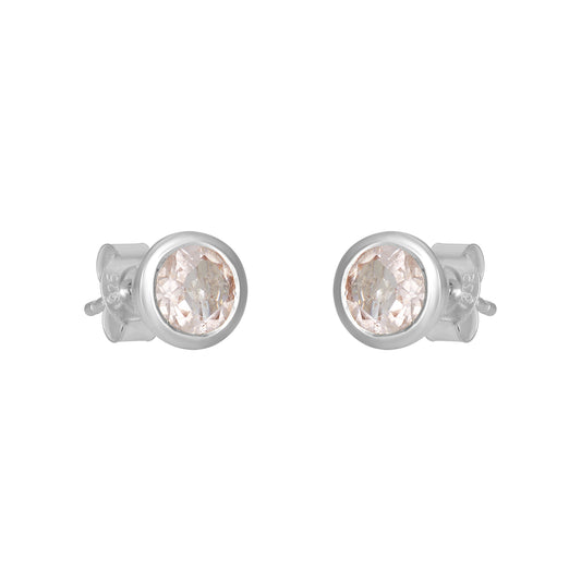 Sterling Silver Earrings Morganite  IGE-1254