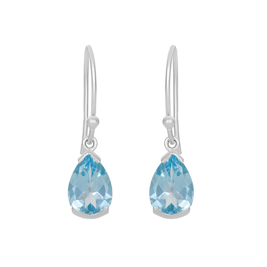 Sterling Silver Earrings Blue Topaz  IGE-562