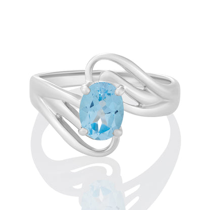 Sterling Silver Ring Blue Topaz    IGR-016 Size 7