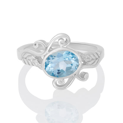 Sterling Silver Ring Blue Topaz  IGR-1611 Size 9