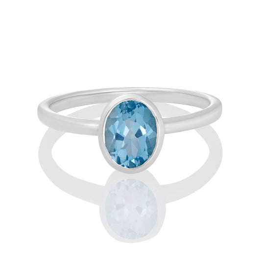 Sterling Silver Ring Blue Topaz  IGR-248 Size 9