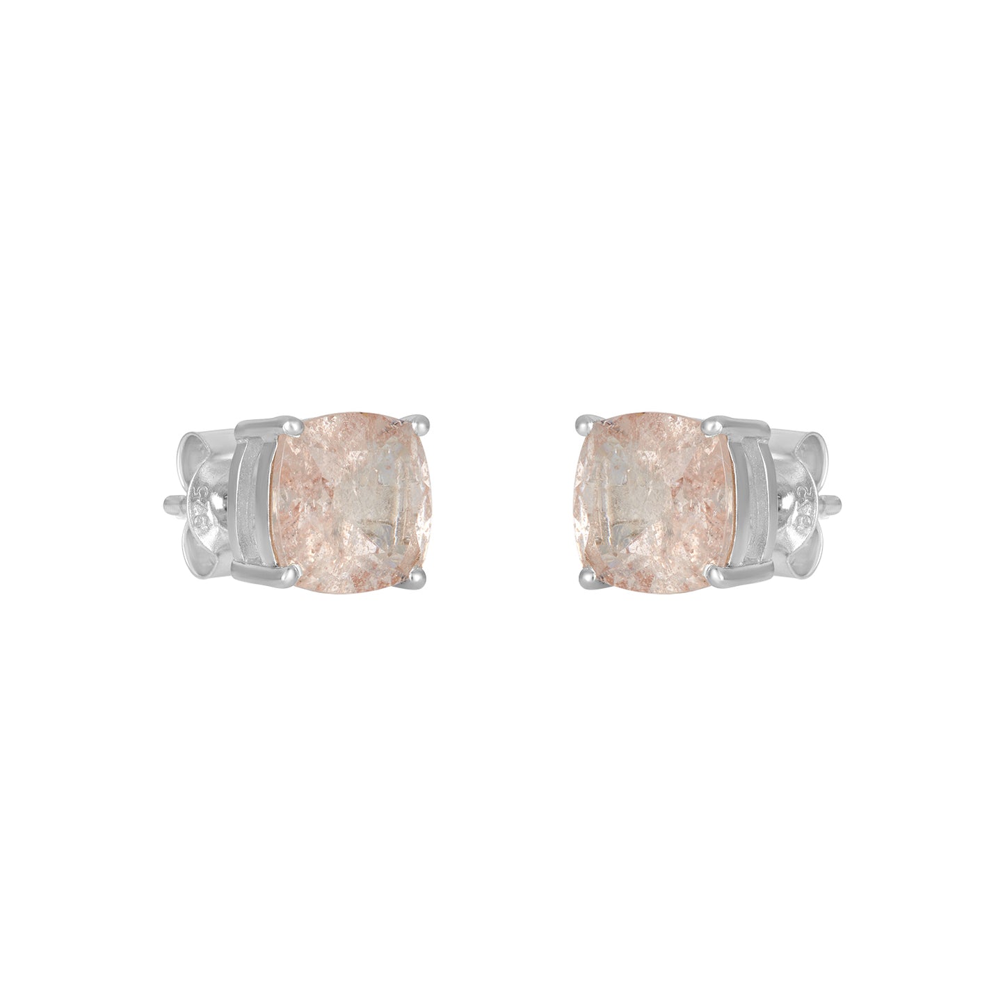 Sterling Silver Earrings Morganite  IGE-1380