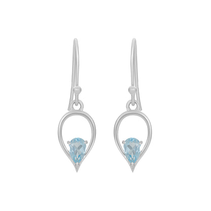 Sterling Silver Earrings Blue Topaz  IGE-421