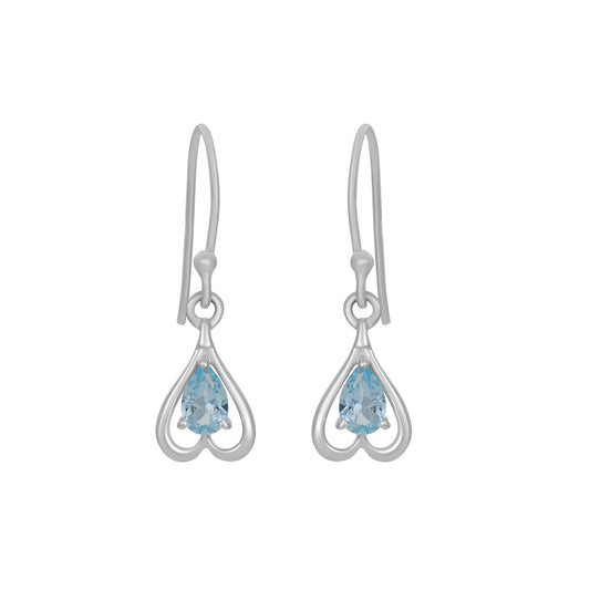 Sterling Silver Earrings Blue Topaz  IGE-433
