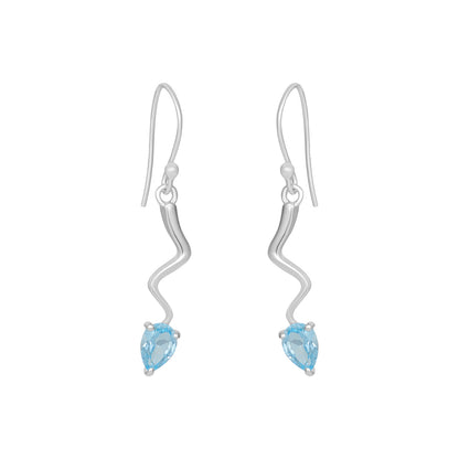 Sterling Silver Earrings Blue Topaz  IGE-430