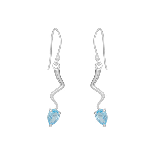 Sterling Silver Earrings Blue Topaz  IGE-430