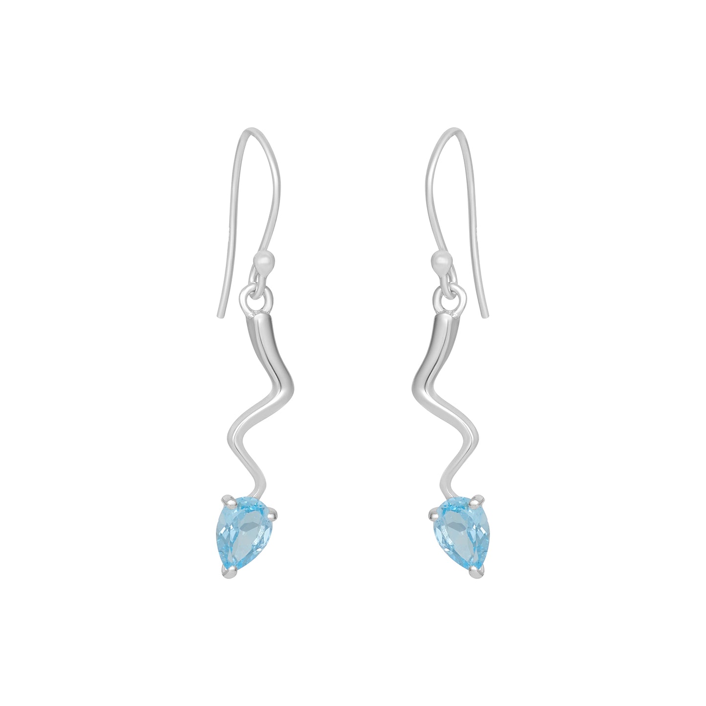 Sterling Silver Earrings Blue Topaz  IGE-430