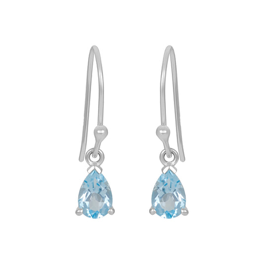 Sterling Silver Earrings Blue Topaz  IGE-676