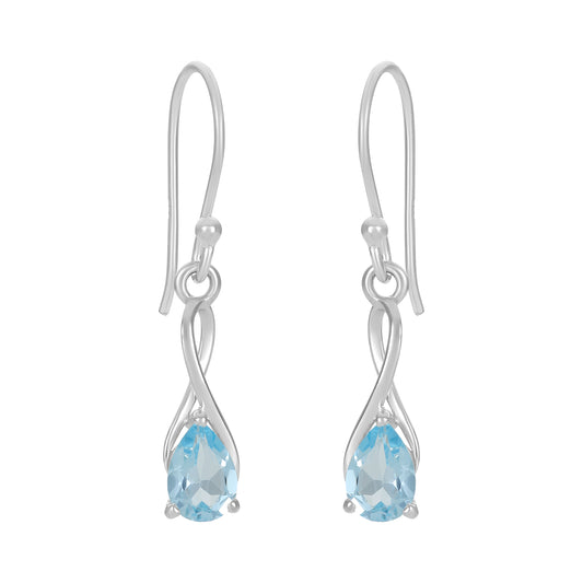 Sterling Silver Earrings Blue Topaz  IGE-419