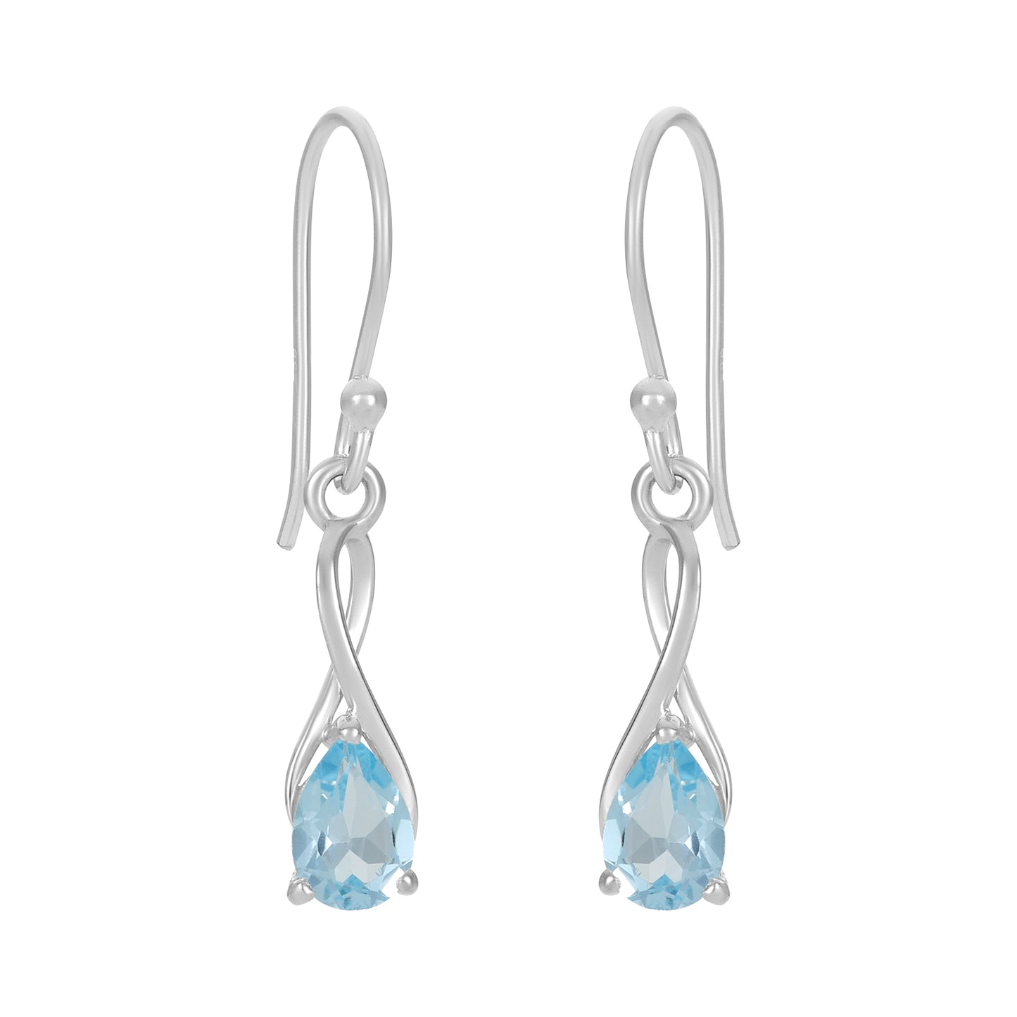 Sterling Silver Earrings Blue Topaz  IGE-419