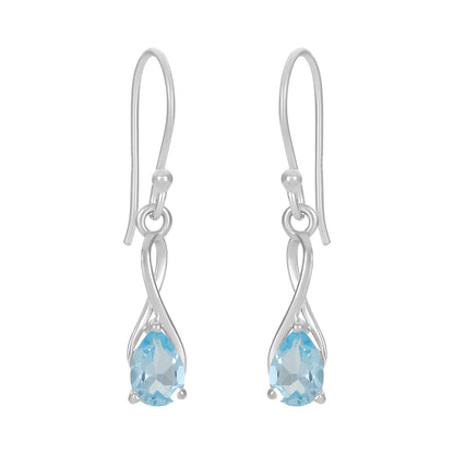 Sterling Silver Earrings Blue Topaz  IGE-419