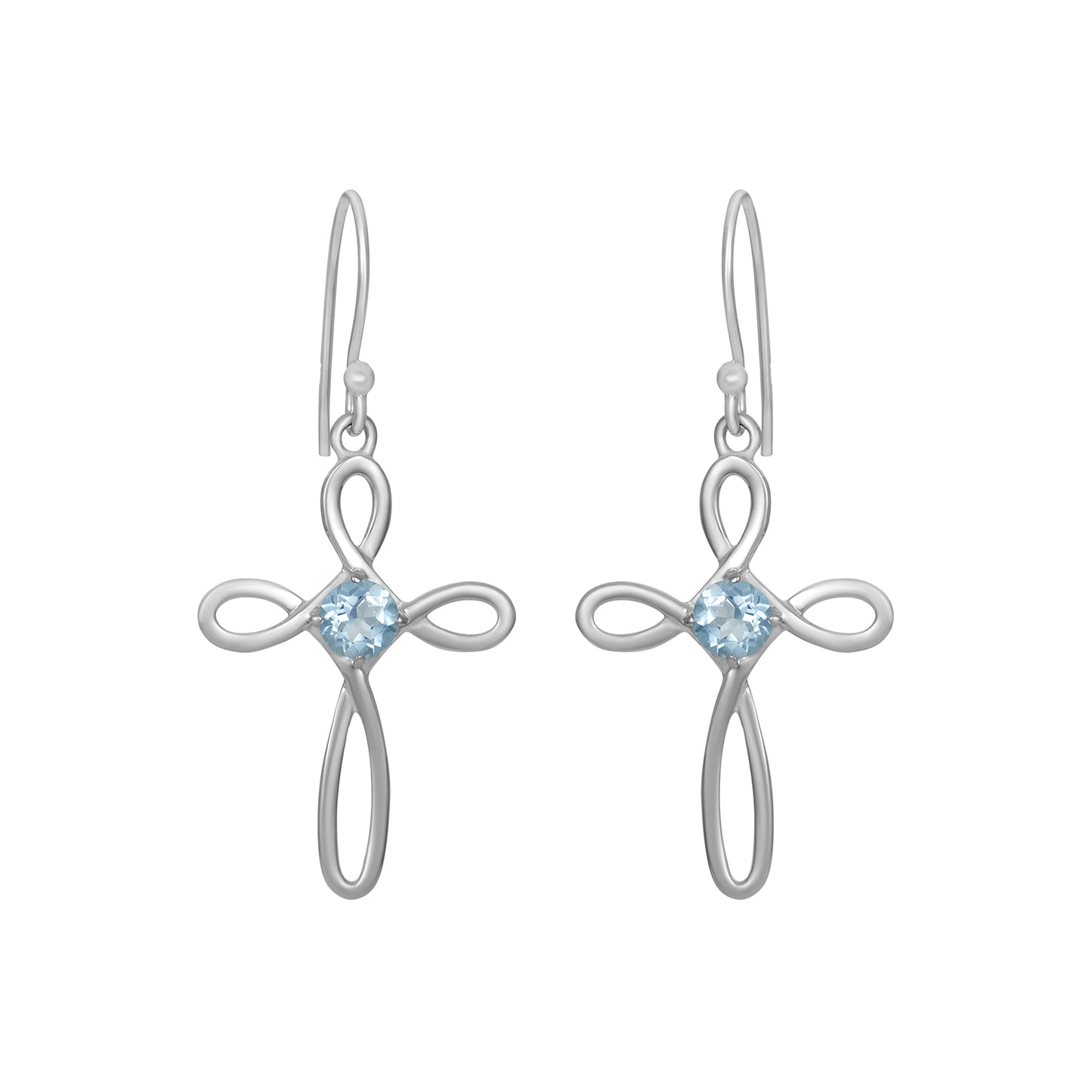 Sterling Silver Earrings Blue Topaz  IGE-425