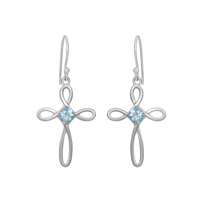 Sterling Silver Earrings Blue Topaz  IGE-425