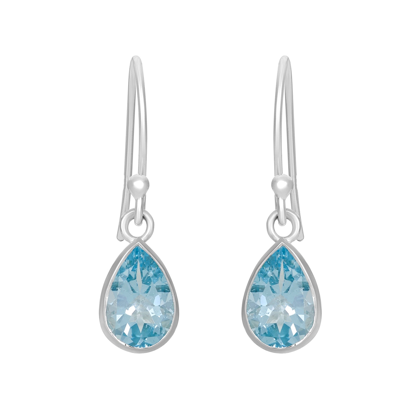 Sterling Silver Earrings Blue Topaz  IGE-679