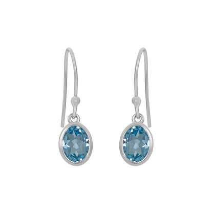 Sterling Silver Earrings Blue Topaz  IGE-561