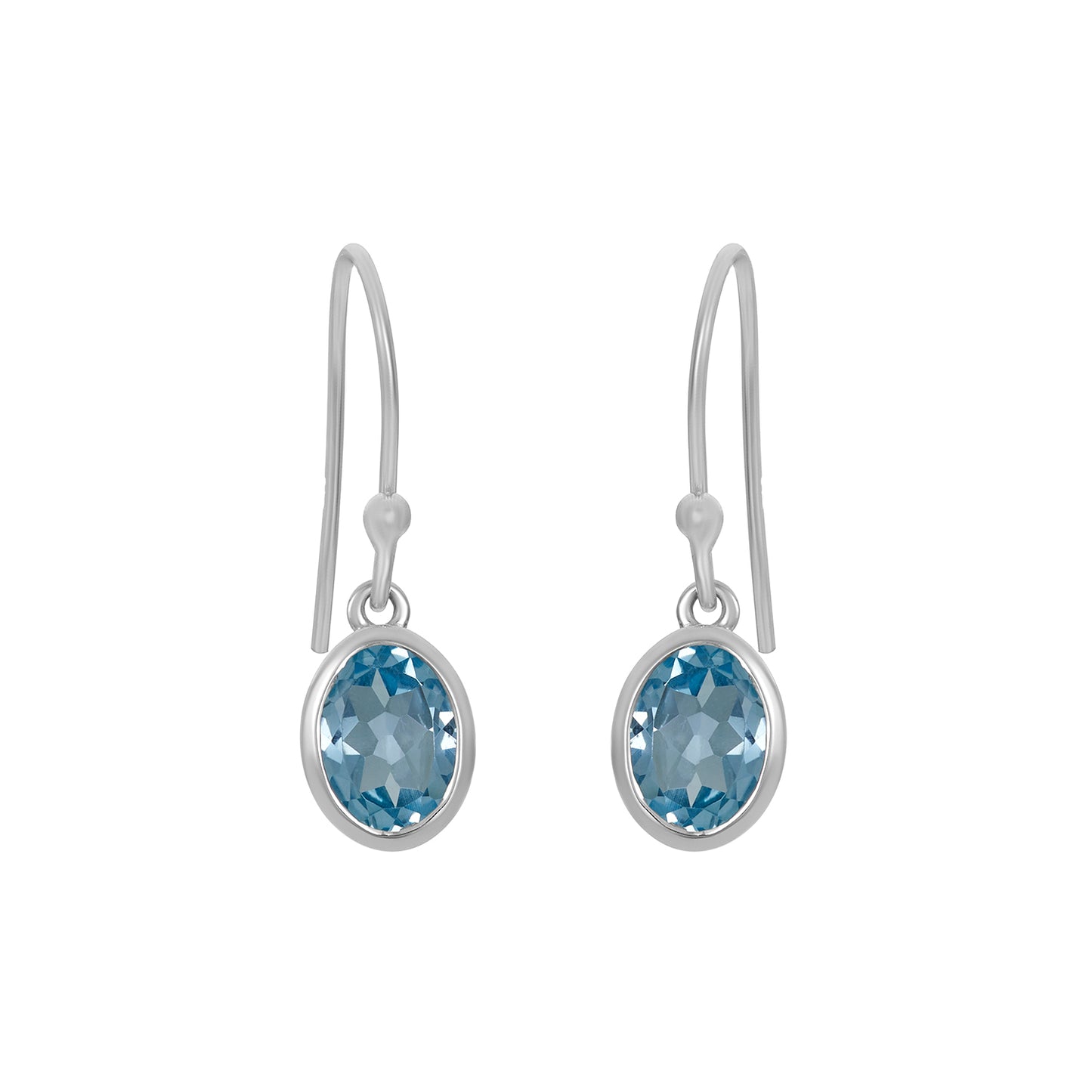 Sterling Silver Earrings Blue Topaz  IGE-561