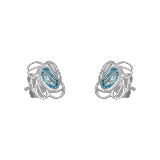 Sterling Silver Earrings Blue Topaz  IGE-014