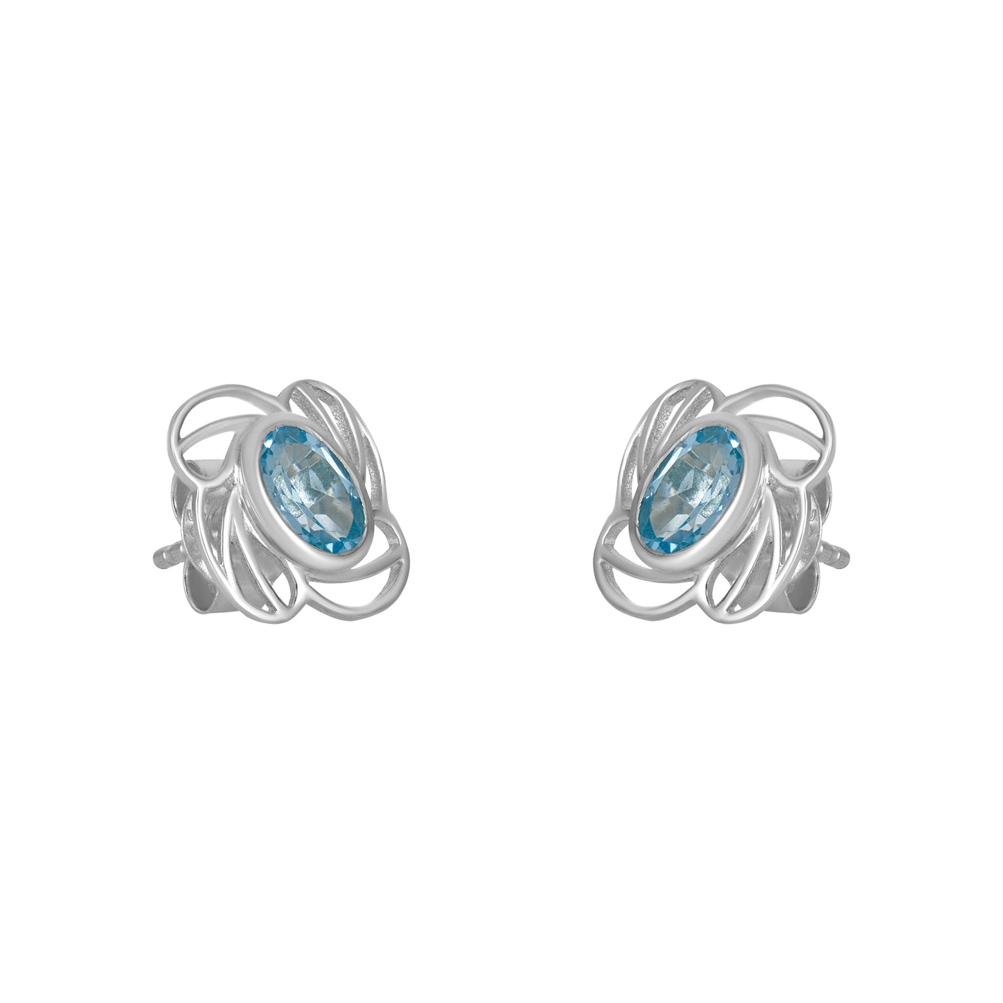 Sterling Silver Earrings Blue Topaz  IGE-014