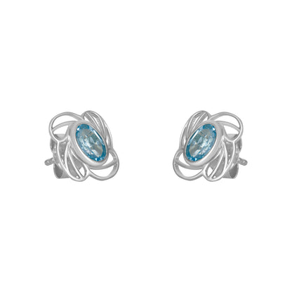 Sterling Silver Earrings Blue Topaz  IGE-014