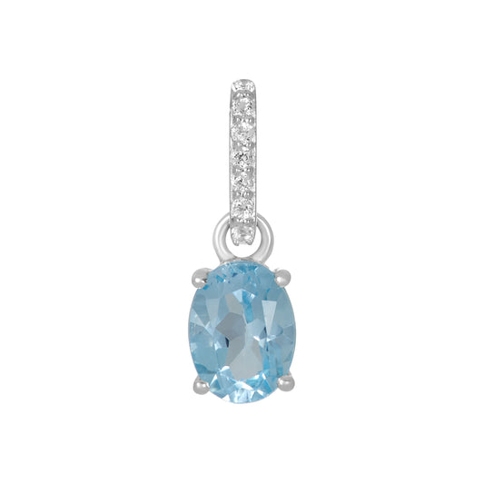 Sterling Silver Pendant Blue Topaz  IGP-551