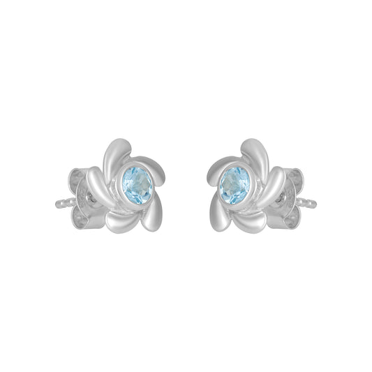 Sterling Silver Earrings Blue Topaz  IGE-01