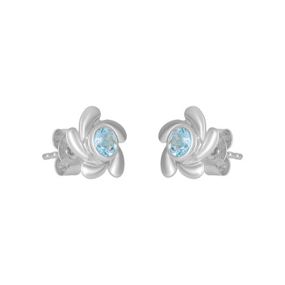 Sterling Silver Earrings Blue Topaz  IGE-01