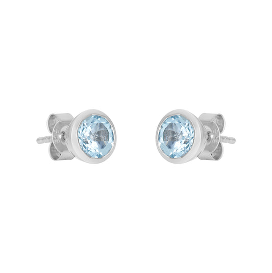 Sterling Silver Earrings Blue Topaz  IGE-1254