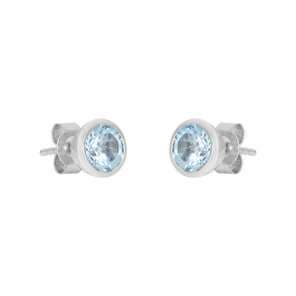 Sterling Silver Earrings Blue Topaz  IGE-1254