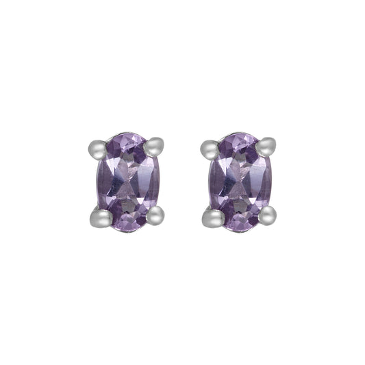 Sterling Silver Earrings Amethyst  (3 PR CARD)    IGE-1167