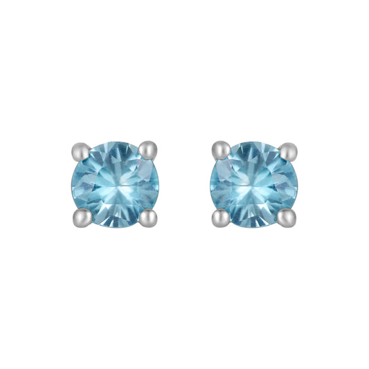 Sterling Silver Earrings Blue Cubic Zirconia  (3 PR CARD)    IGE-1214