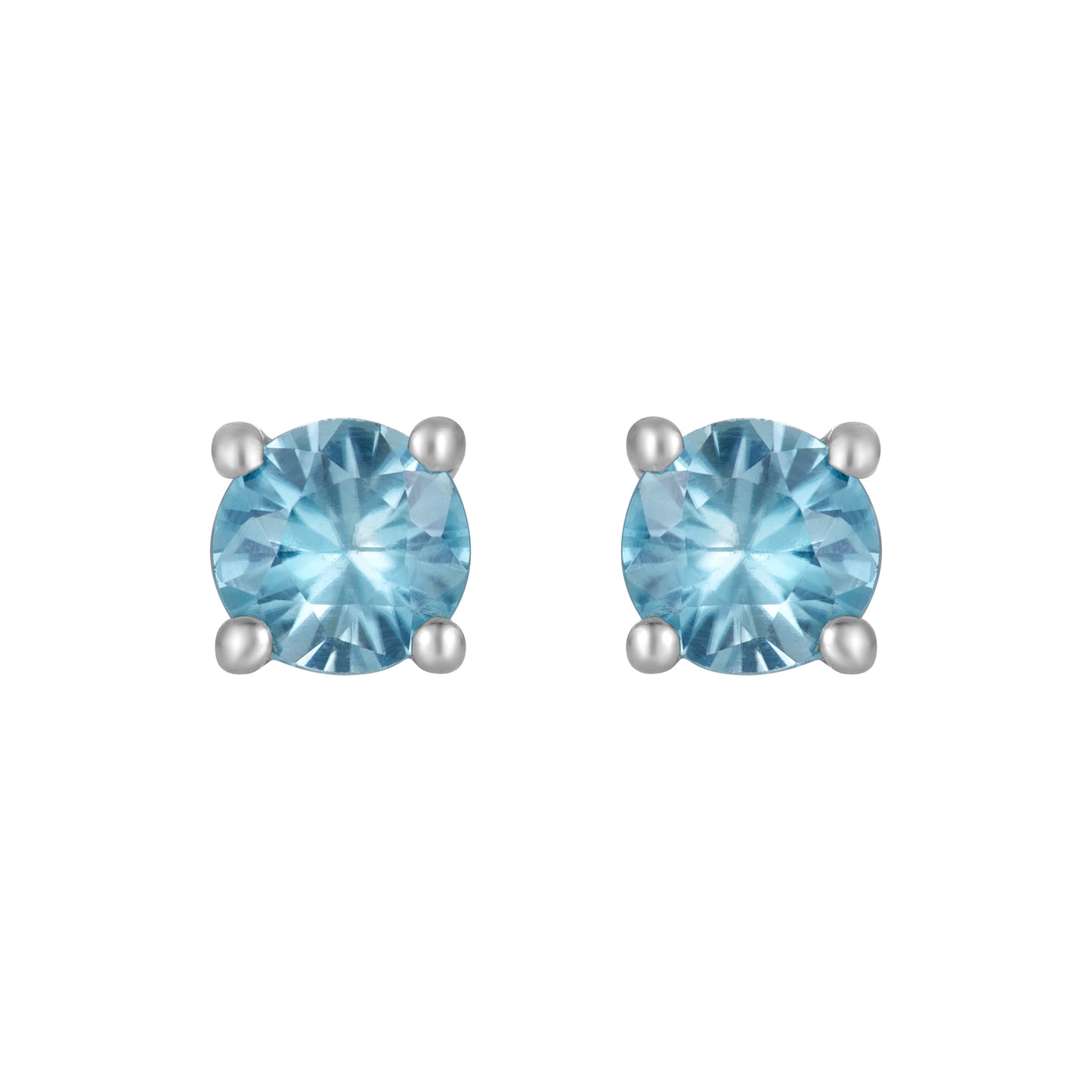 Sterling Silver Earrings Blue Cubic Zirconia  (3 PR CARD)    IGE-1214