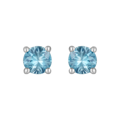 Sterling Silver Earrings Blue Cubic Zirconia  (3 PR CARD)    IGE-1214