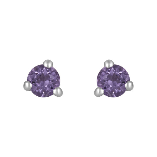 Sterling Silver Earrings Amethyst  (3 PR CARD)    IGE-1292