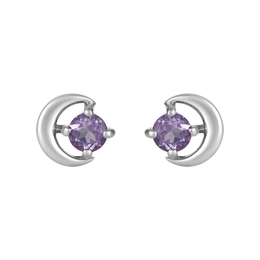 Sterling Silver Earrings Amethyst  (3 PR CARD)    IGE-909